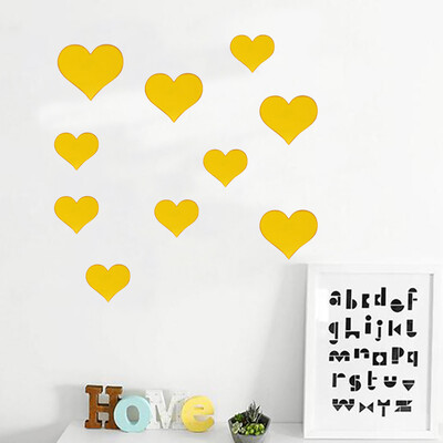 

〖Follure〗10PCS Mural Decal 3D Mirror Wall Sticker Love Heart Removable Stickers GD