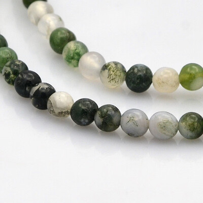 

Natural Moss Agate Round Bead Strands 4mm Hole 1mm about 102pcsstrand 157"
