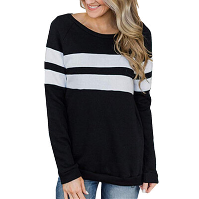 

Starmoon Women Casual Color Block Long Sleeve Pullover Tops Loose Tunic Sweatshirt BKL