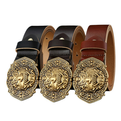 

Customized Italian first layer leather buckle belt mens wild leather buckle belt