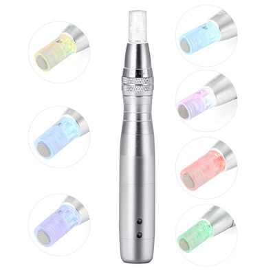 

UK ship 7Color LED Photon Electric Derma Pen Scar Acne Removal Micro Needle Stamp Auto pen Tool Adjust speed&needle length