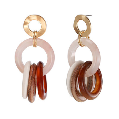 

Four Acrylic And Wood Circle Drop Earrings For Girls Statement Earrings For Women Jewelry Drop Shipping
