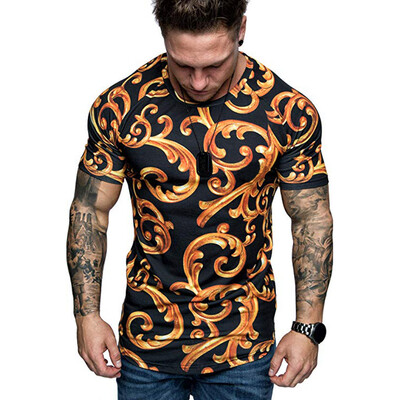 

Toponeto Summer Mens Casual Short-sleeved Ethnic Style Round Neck Fitness T-shirt Top