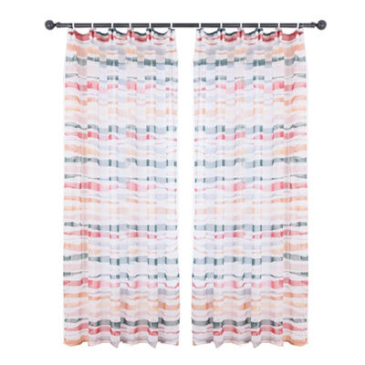 

Stripe Geometry Shape Printing Window Curtain  Type Hook Bedroom Drapes