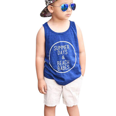 

Toddler Kid Baby Boys Letter Print Vest T-shirtShort Pants Clothes Outfits Set