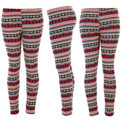 

Women Warm Winter Knit Snowflake Nordic Xmas Leggings Tight Fleece Stretch Pants
