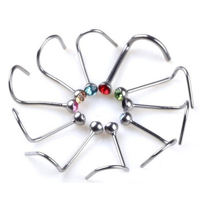 

Nose Ring Piercing Surgical Steel Hoop Stud CZ Bone Screw Retainer