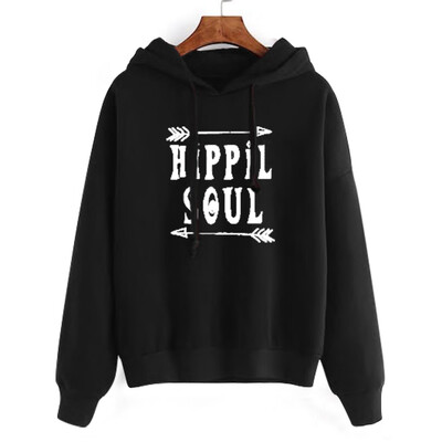 

Starmoon Women Casual Solid Letter Pattern Long Sleeve Hooded Pullover Sweatshirt
