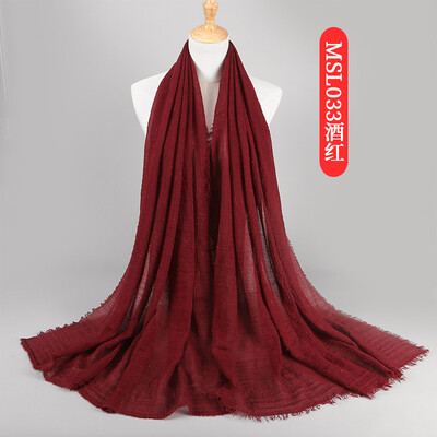 

Spring&summer new color cotton&linen scarf female literary Japanese&Korean creative shawl national wind fold scarf MSL033