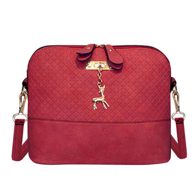 

Women Fashion Crossbody Bag PU Plaid Deer Pendant Shoulder Messenger Bag