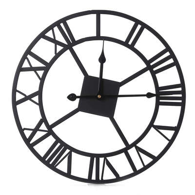 

Roman Numerals Rounded Large Iron Wall Clock European Style Indoor Bedroom Kitchen Decoration Metal Clock