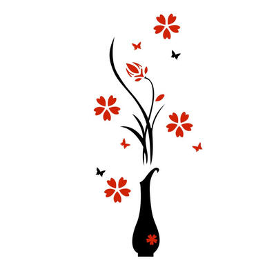 

DIY 3D Plum Vase Wall Stickers Home Decor Creative Wall Decals
