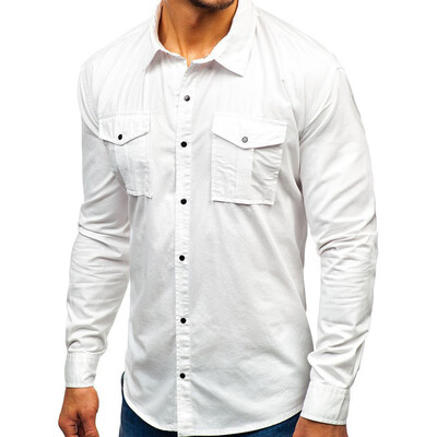 

Mens Slim Fit Casual Long Sleeve Dress Shirts Button-Front Blouse T-Shirt Tops