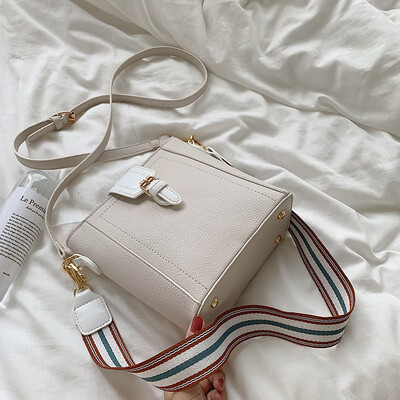 

Summer popular small bag fashion color broadband womens bag new 2019 Korean bucket shoulder bag messenger bag