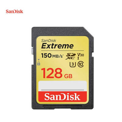 

SanDisk Memory Card Extreme SDXC SD Card 128GB C10 U3 V30 150MBs Read Speed UHS-I Flash Card For Camera SDSDXV5-128G