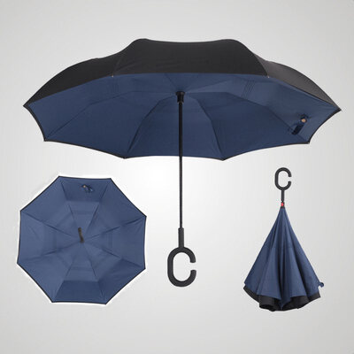 

Reverse Folding Double Layer Inverted Chuva Umbrella Self Stand Inside Out Rain Protection C-Hook Hands Windproof for Car
