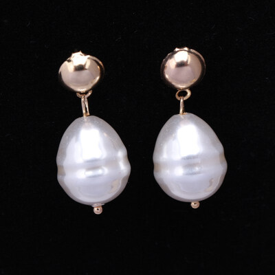 

EK461 Korea Design Metal Gold Geometric Irregular Circle Bowknot Natural Simulated Pearl Drop Earrings for Women Studs Girl Gift