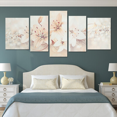 

5PCS Modern Prints Flowers Oil Painting on Canvas Art Flowers Wall Pictures for Living Room&Bedroom No Frame