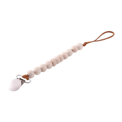 

Baby Pacifier Clip Chain Wooden Holder Soother Clips Nipple Leash Strap