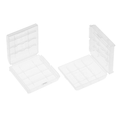 

2PCS PALO Transparent AA Battery Storage Boxes Cases High-quality Containers Durable Plastic Battery Holders with Lids Hold 2 4