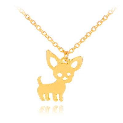 

Pretty Silver Gold Dog Chihuahua Puppy Pet Pendant Necklace