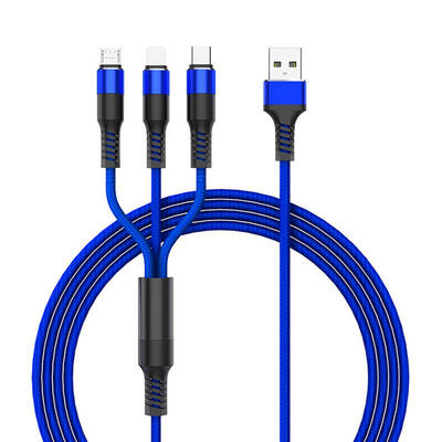 

Lightning Micro USB Type C 3-in-1 Data Cable Nylon Braided Tangle-Free Charging Cable For IPhone Samsung Galaxy LG HTC