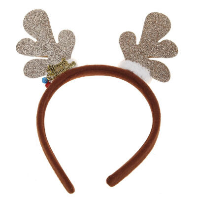 

Adults Kids Cute Glitter Elk Horn Bell Christmas Headband Party Hairband