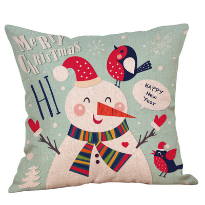 

Siaonvr Cotton Linen Christmas Snowman Tree Zipper Closure Pillow Case Throw Cushion