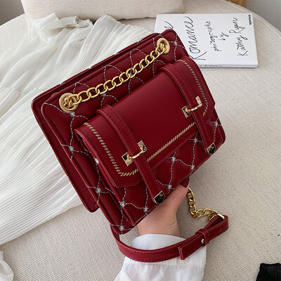 

Lingge chain bag chic net red casual small square bag new 2019 popular womens shoulder bag messenger bag
