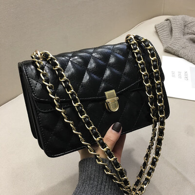 

Hong Kong style oblique bag retro chic rhomboid chain bag woman 2019 new Korean version of the single shoulder network celebrity s