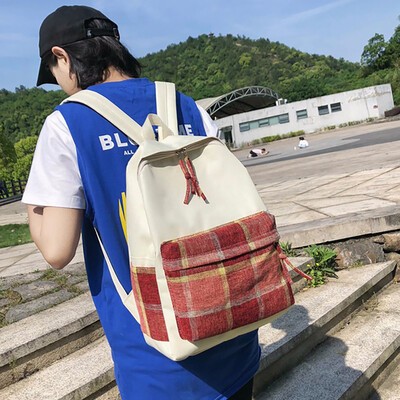 

New Fashion Womens Portable Backpack Casual Wild Plaid Printing Backpack