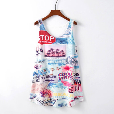 

Nomeni Women Printed Sleeveless long Section Of the Large Shirt Tide T Top Vest