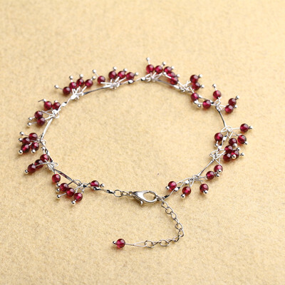

Natural crystal garnet tourmaline womens simple fashion bracelet anklet