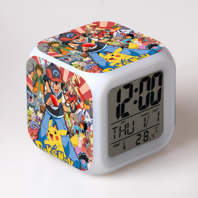 

Novel Pokemon Pikachu Digital Alarm Clock Night Light LED Flash Light with LCD Display Anime Figures Electric Clocks for Children