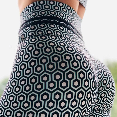 

Europe&the United States new hexagonal block printing fitness pants yoga pants sports leggings tight fitness pants yoga clothi