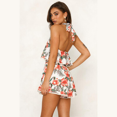 

Starmoon Women Sleeveless Waist Drawstring Short Playsuit Rompers Jumpsuit