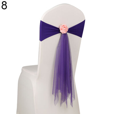 

1050Pcs Faux Rose Flower Organza Chair Sash for Wedding Events Party Decor