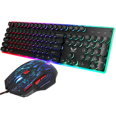 

HXSJ J40 USB Wired Colorful Backlight Keyboard 5500DPI Adjustable Mouse