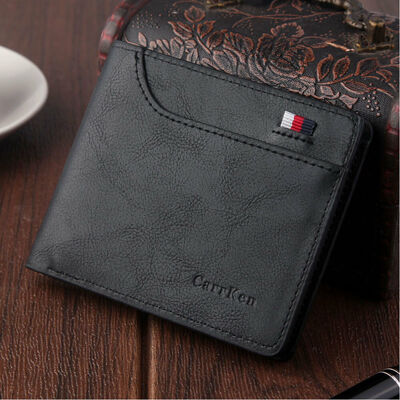 

2019 New Style Fashion Hot Mens Black Business Leather Wallet Pocket Money Short Holder Clutch Patchwork Slim Purse