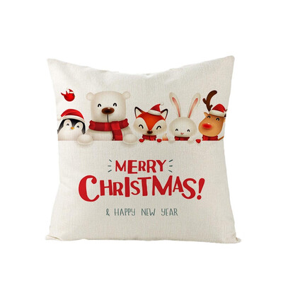 

JPGIF Christmas Linen Pillowcase Cartoon Printed Sofa Pillowcase Bedside Office