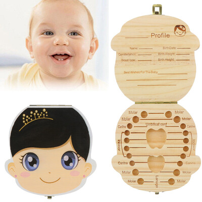 

〖Follure〗English Kids Tooth Box Organizer Baby Save Milk Teeth Wood Storage Box