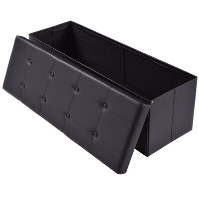 

45" Large Folding Ottoman Storage Seat-Black