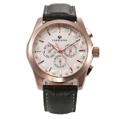 

Forsining Fashion Mens Watches Leather Band Noctilucent Mechanical Movement Waterproof Sports Business Analog Dial Wrist Watch fo