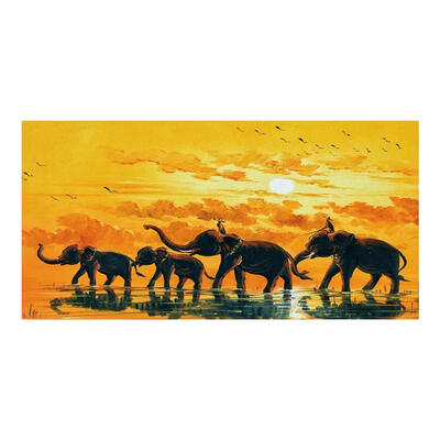 

Frameless Sunset Elephant Wall Art Decorative Pictures Oil Canvas Painting