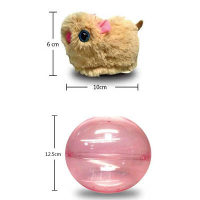 

Pet Electric Toy Cat Electric Toys Plush Hamster in Plastic Transparent Ball Pet Products WhiteYellowLight RedGrey