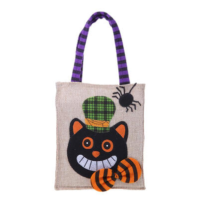 

Cotton Linen Carrier Bag Halloween Pumpkin Ghost Candy Gifts Holders Decor