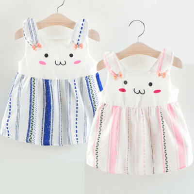 

Baby Girls Bunny Rabbit Sleeveless Skirt Dress Outfits Clothes Easter Sundress