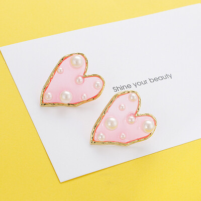 

Flashbuy Heart Drop Earrings for Women Sweet Pearl Acrylic Metal Frame Statement Earrings Trendy Jewelry Fashion Pendientes