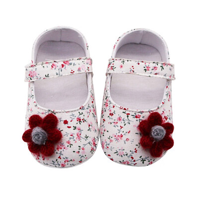 

Baby Shoes Baby Girl Breathable Floral Print Anti-Slip Shoes With Flower Casual Sneakers Toddler Soft Soled First Walkers