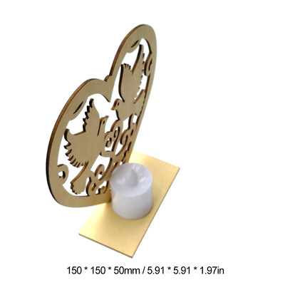 

Wooden Wedding Ornaments Heart shaped Crafts Bride Bridegroom Romantic Table Plate Pendants with LED Candle Light Wedding Party